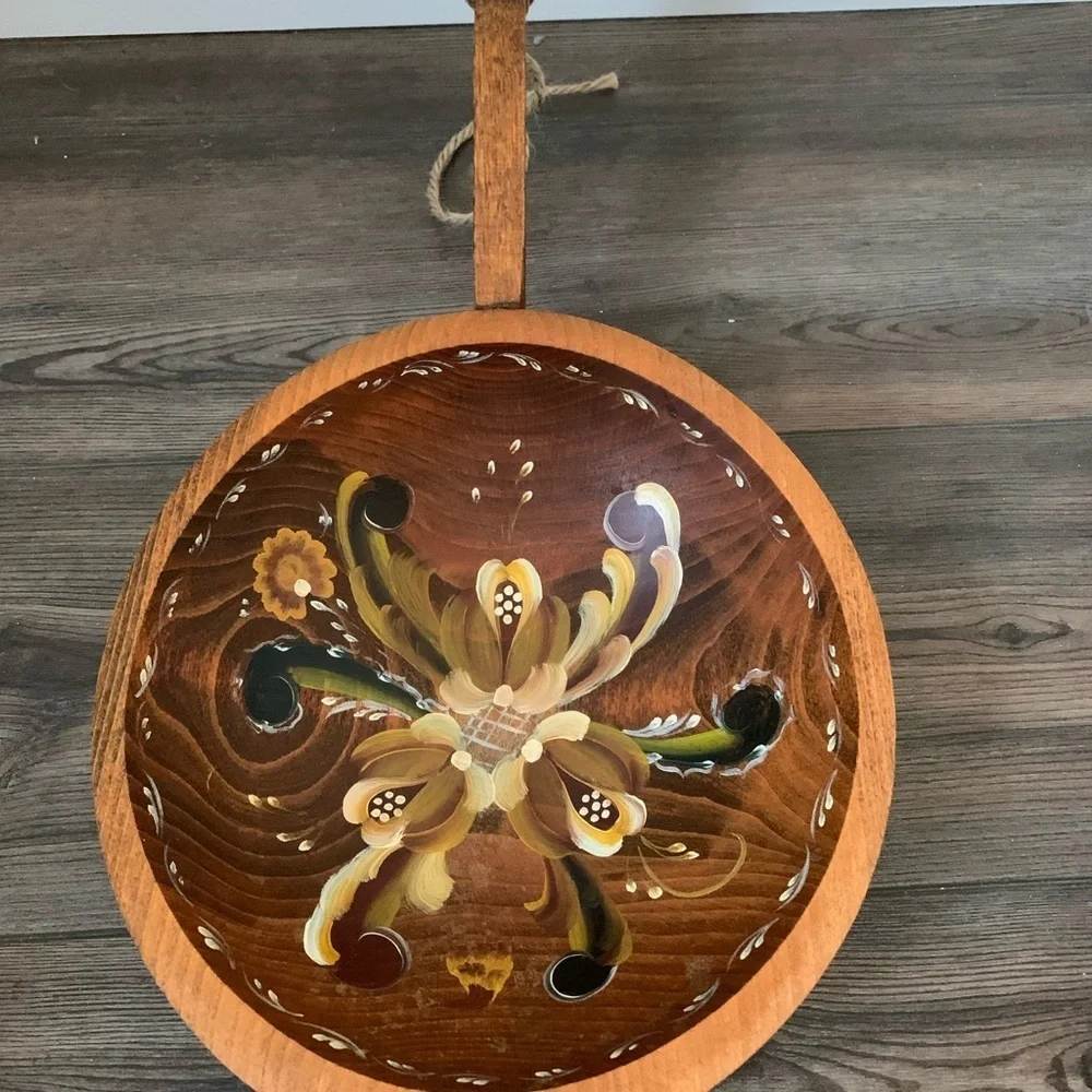 Westin Hand-Painted Wooden Bowl with Handle